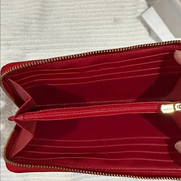 Coach ACCORDION ZIP WALLET Brown Red - Picture 3 of 6